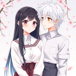 An enchanting illustration inspired by the spy fiction novel 'Philtre of Fate', capturing the romantic essence between Takashi and Suiren