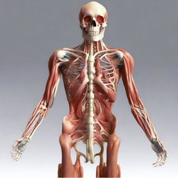 A full body anatomy illustration portraying the unique plastination method pioneered by Dr. Gunther von Hagens.