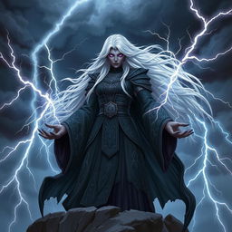 A powerful sorceress from the drow race, harnessing the chaotic energy of thunder magic