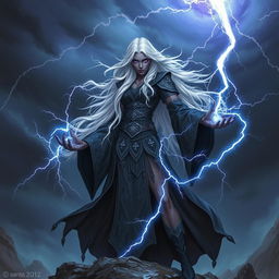 A powerful sorceress from the drow race, harnessing the chaotic energy of thunder magic
