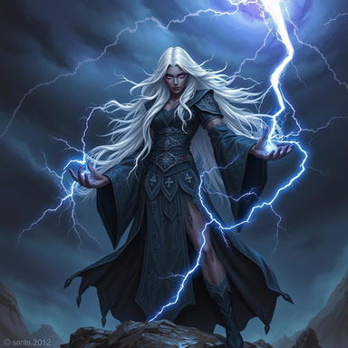 A powerful sorceress from the drow race, harnessing the chaotic energy of thunder magic