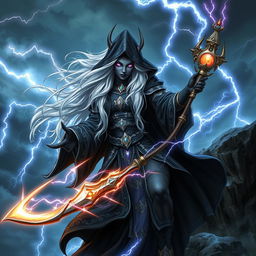 A powerful sorceress from the drow race, commanding the forces of thunder magic