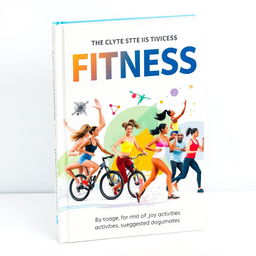 An inspiring and dynamic fitness book cover showcasing various physical activities that encourage people to engage in sports