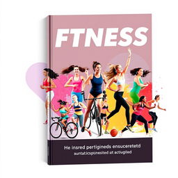 An inspiring and dynamic fitness book cover showcasing various physical activities that encourage people to engage in sports