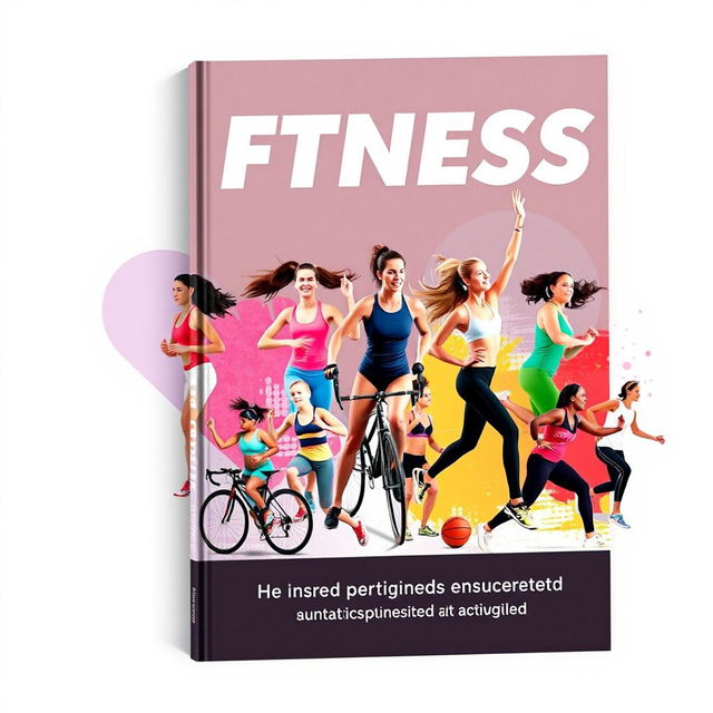 An inspiring and dynamic fitness book cover showcasing various physical activities that encourage people to engage in sports