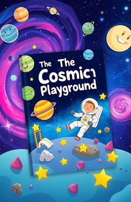 A captivating book cover design for 'The Cosmic Playground' by MD Danesh Rafin, aimed at children aged 10-14