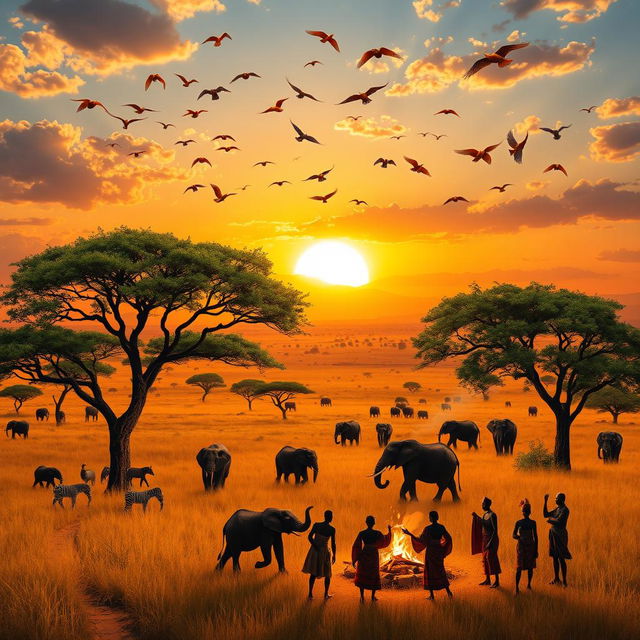 A vibrant, picturesque landscape of Africa showcasing its stunning biodiversity and rich culture