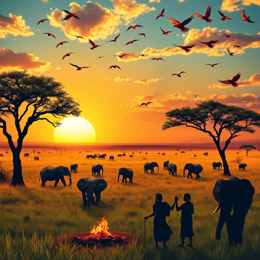 A vibrant, picturesque landscape of Africa showcasing its stunning biodiversity and rich culture