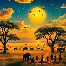 A vibrant, picturesque landscape of Africa showcasing its stunning biodiversity and rich culture