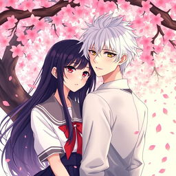 A captivating illustration inspired by the spy fiction novel 'Philtre of Fate', showcasing the romantic connection between Takashi and Suiren