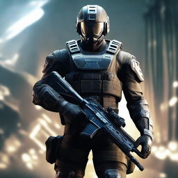 Generate an image of a Call of Duty soldier, reimagined with diamond armor