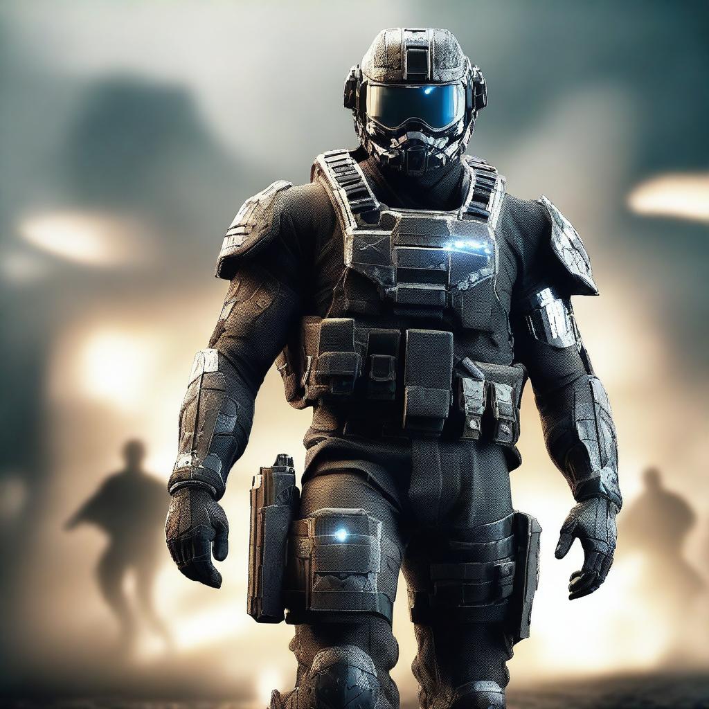 Generate an image of a Call of Duty soldier, reimagined with diamond armor