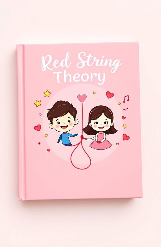 A cute pink cover design featuring a whimsical interpretation of 'Red String Theory'