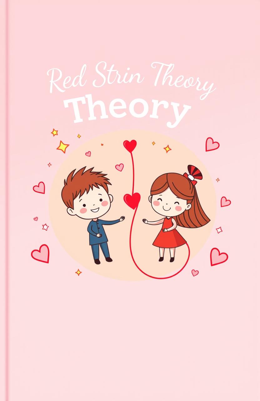 A cute pink cover design featuring a whimsical interpretation of 'Red String Theory'