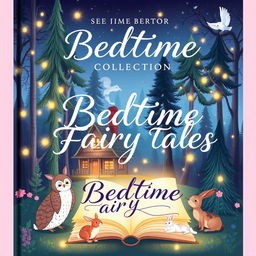 A whimsical and enchanting book cover for a collection of bedtime fairy tales