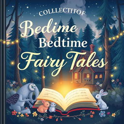 A whimsical and enchanting book cover for a collection of bedtime fairy tales