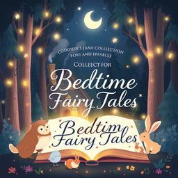 A whimsical and enchanting book cover for a collection of bedtime fairy tales