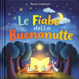 A charming book cover for children titled 'Le Fiabe della Buonanotte'