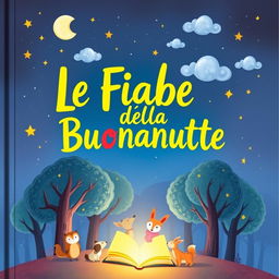 A charming book cover for children titled 'Le Fiabe della Buonanotte'