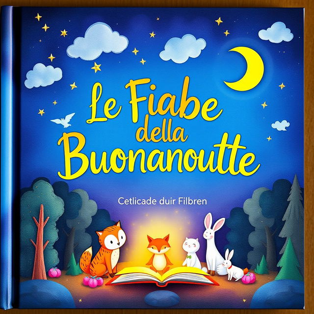 A charming book cover for children titled 'Le Fiabe della Buonanotte'