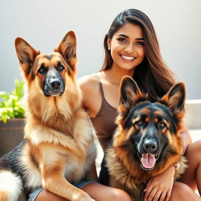 A beautiful 21-year-old Indian woman with long flowing hair, a radiant smiling face, and strikingly beautiful eyes