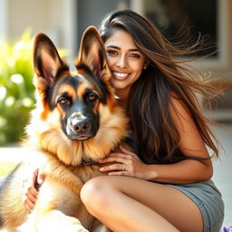 A beautiful 21-year-old Indian woman with long flowing hair, a radiant smiling face, and strikingly beautiful eyes