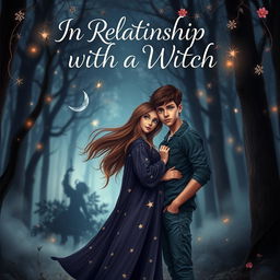 A captivating e-book cover for a young adult fiction titled 'In Relationship with a Witch'