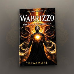 A captivating book cover design for "Wabrizzo the Black Enlightener" authored by Mwamure