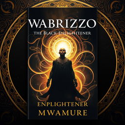 A captivating book cover design for "Wabrizzo the Black Enlightener" authored by Mwamure