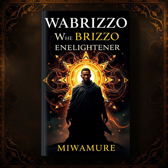 A captivating book cover design for "Wabrizzo the Black Enlightener" authored by Mwamure