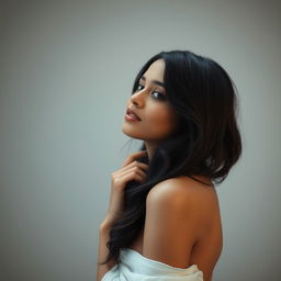 A beautiful 21-year-old Indian slim girl with an elegant and artistic pose, showcasing natural beauty and grace