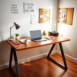 A modern student desk setup in a well-lit study room