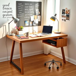 A modern student desk setup in a well-lit study room