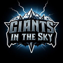 A bold and edgy logo design for a hard rock band named "Giants in the Sky"