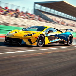A photo-realistic image featuring a creative blend of a Lamborghini Aventador and a Dodge Viper, showcasing the sleek lines and aggressive stance of the Aventador intertwined with the muscular curves and distinct front grill of the Viper