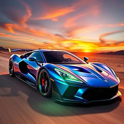 A stunning photorealistic image showcasing a unique blend of a Lamborghini Aventador and a Dodge Viper