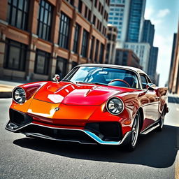 A stunning photo realistic image featuring a creative blend of a Lamborghini Aventador and a 1957 Chevrolet Bel Air