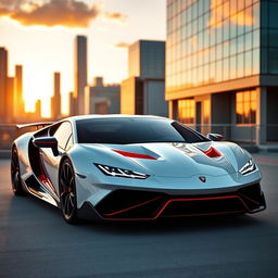 A photo-realistic image showcasing a stunning fusion of a 2023 Lamborghini Aventador and a 2022 Lincoln Continental