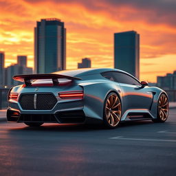 A futuristic Lincoln Continental 2023, featuring a distinctive Bugatti Veyron grill and headlights, showcasing a sleek silhouette