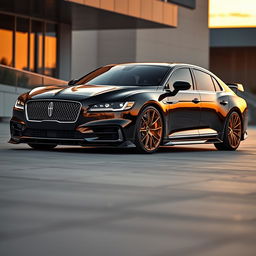A stunning automotive design featuring a 2023 Lincoln Continental blended with the distinctive grill and headlights of a Bugatti Veyron