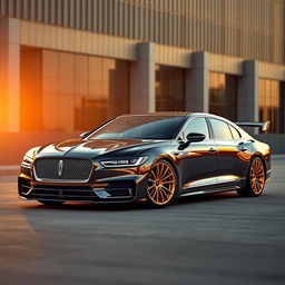A stunning automotive design featuring a 2023 Lincoln Continental blended with the distinctive grill and headlights of a Bugatti Veyron