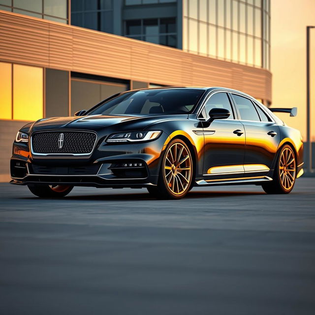 A stunning automotive design featuring a 2023 Lincoln Continental blended with the distinctive grill and headlights of a Bugatti Veyron