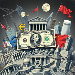 An impactful illustration representing the decline of the dollar against various global economic powers