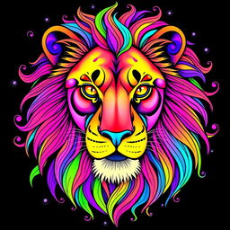 A vibrant and detailed coloring book cover featuring a lion's face at the center of the frame