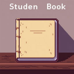 An 8-bit pixel art style image of a simple student book