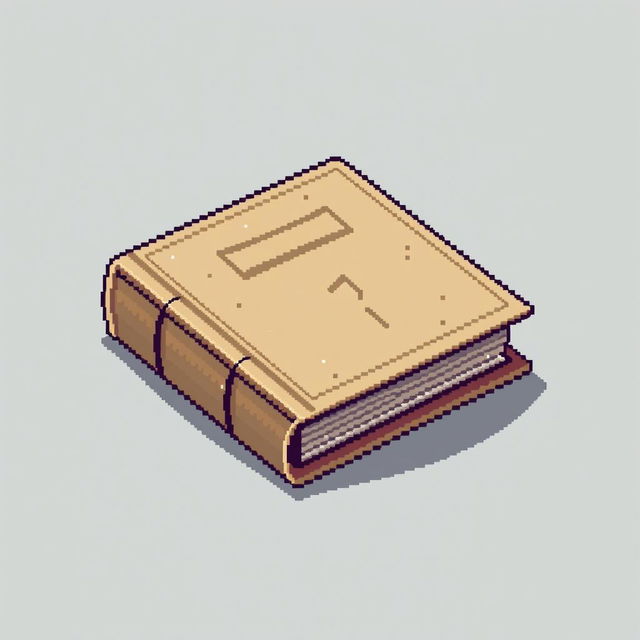 An 8-bit pixel art style image of a simple student book