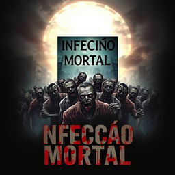 A captivating book cover for a zombie-themed novel titled 'Infecção Mortal'