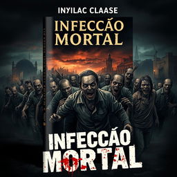 A captivating book cover for a zombie-themed novel titled 'Infecção Mortal'