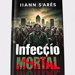 A captivating book cover for a zombie-themed novel titled 'Infecção Mortal'
