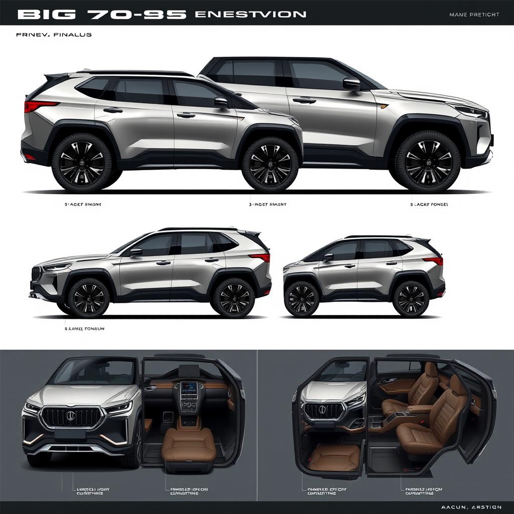 A refined concept design of the Big SUV Maung Pindad, showcasing various enhanced models